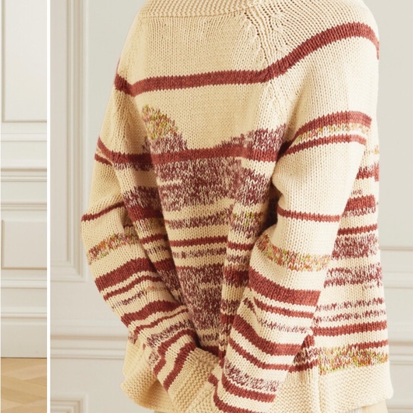 THE GREAT. The Landscape Lodge Striped Crochet-Knit Cardigan - Picture 2 of 6